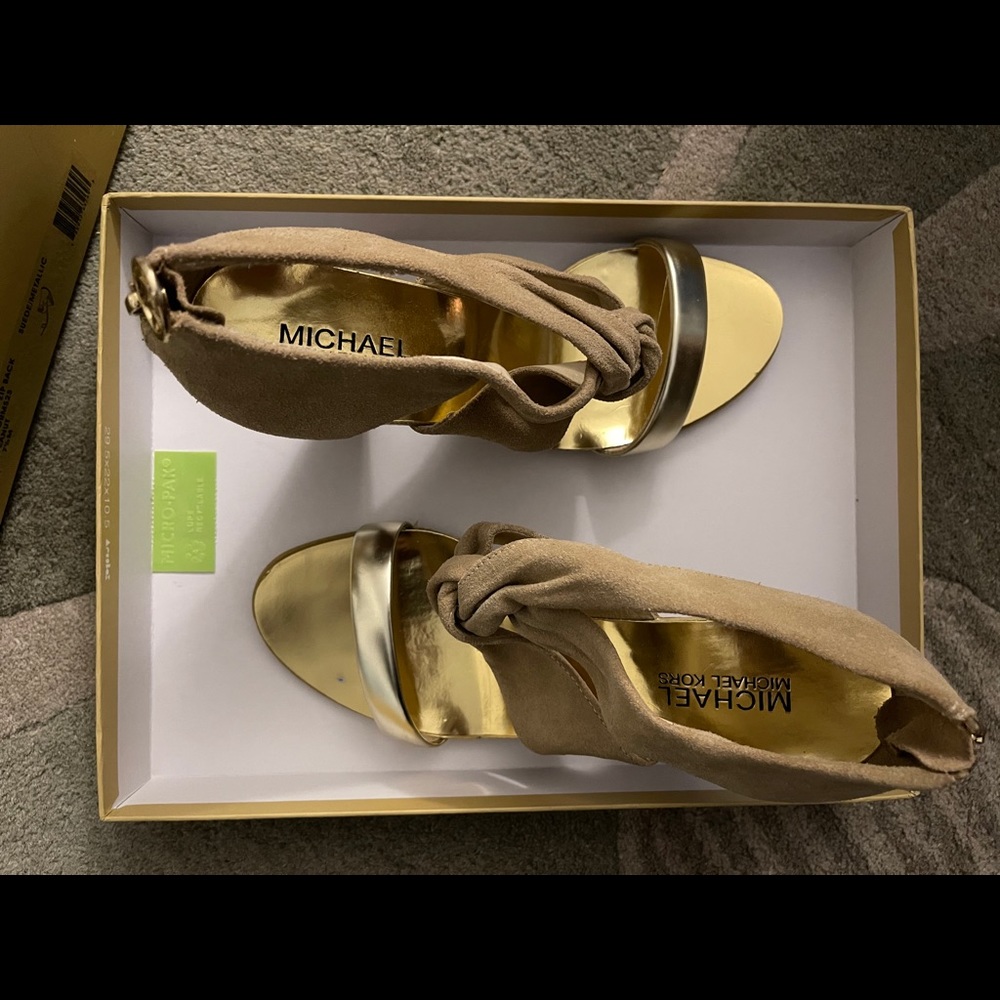 Michael Kors Suede Metallic Sandals